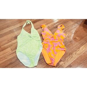 Lot of (2) Ellen Tracy‎ One Piece Swimsuits Size 14 Full Coverage Vacation Beach